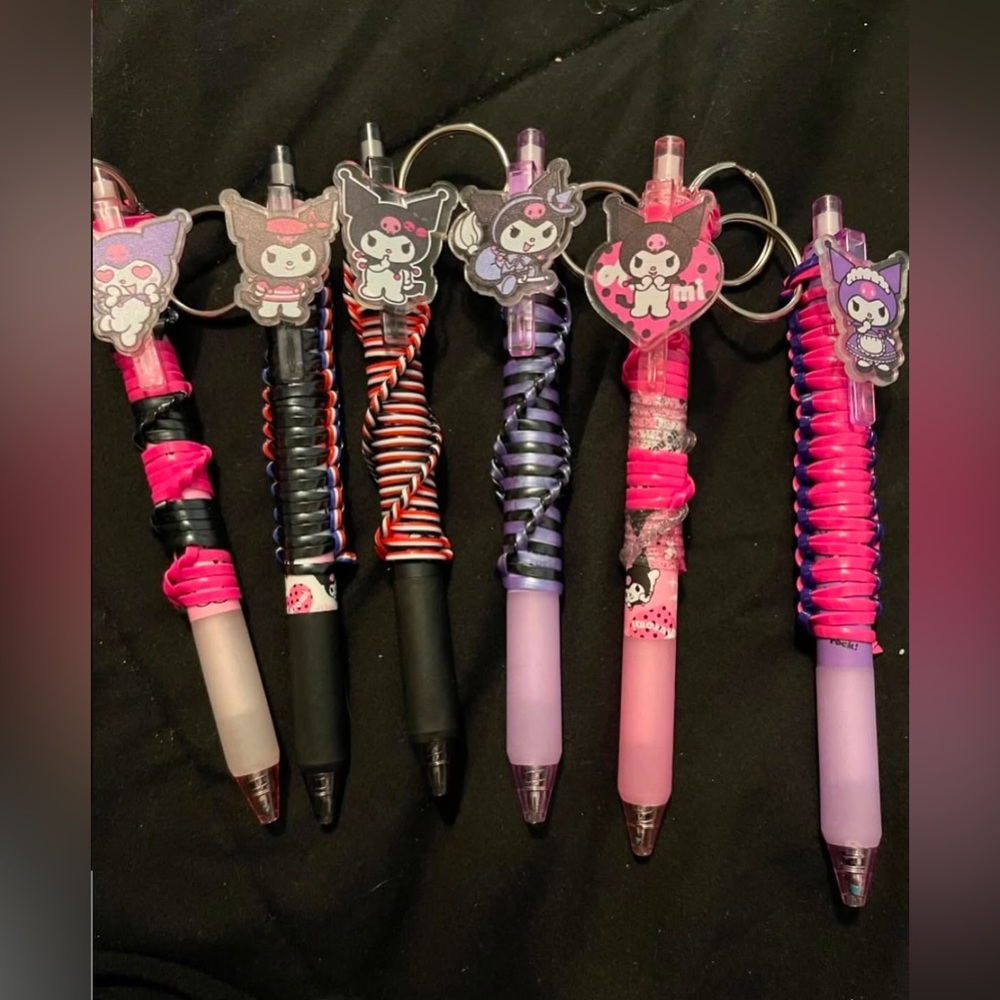 Cute Kuromi Sanrio Decorated Lanyard Pen